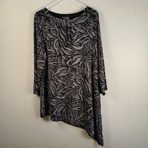 NWT Black Label By‎ Evan Picone Top Womens XL  Black Silver Sparkly